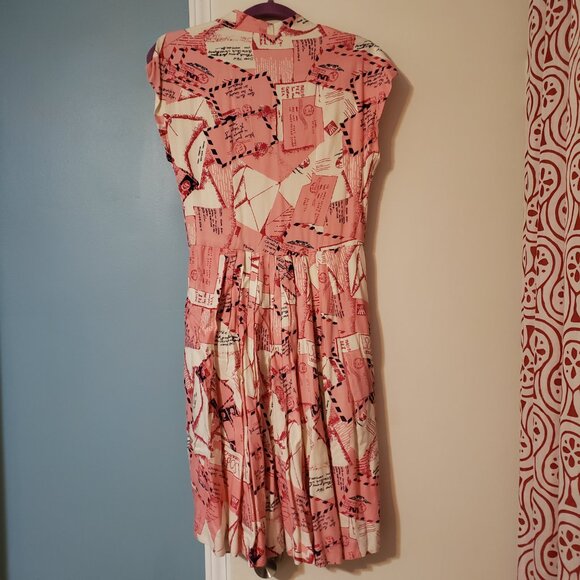 Emily and Fin Love Letters Button Down Vintage Style Dress UK 10 - Picture 2 of 5